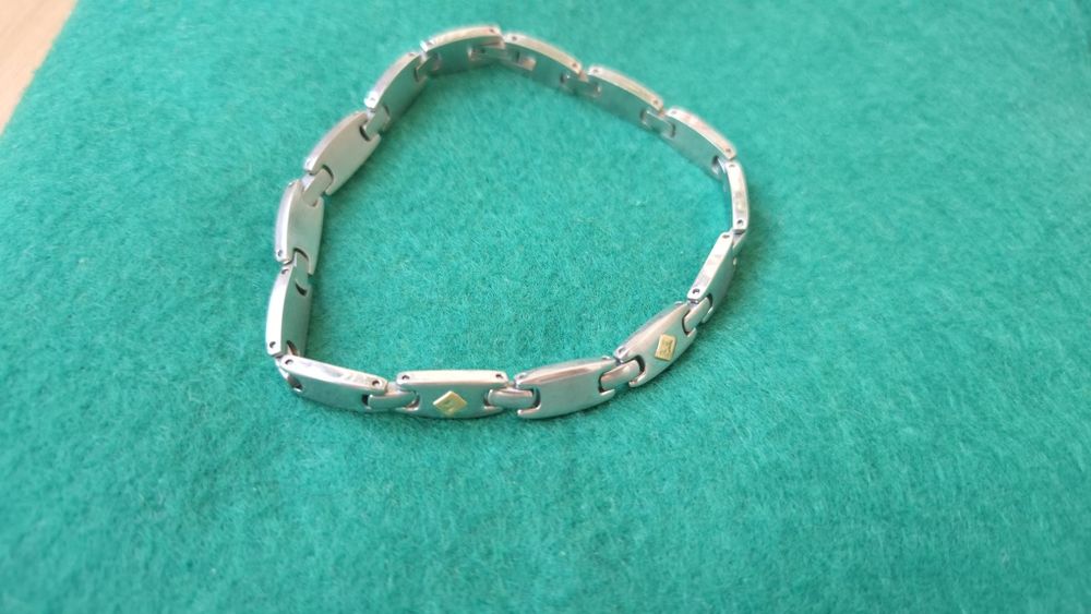 Brățară inox cu ornamente din aur