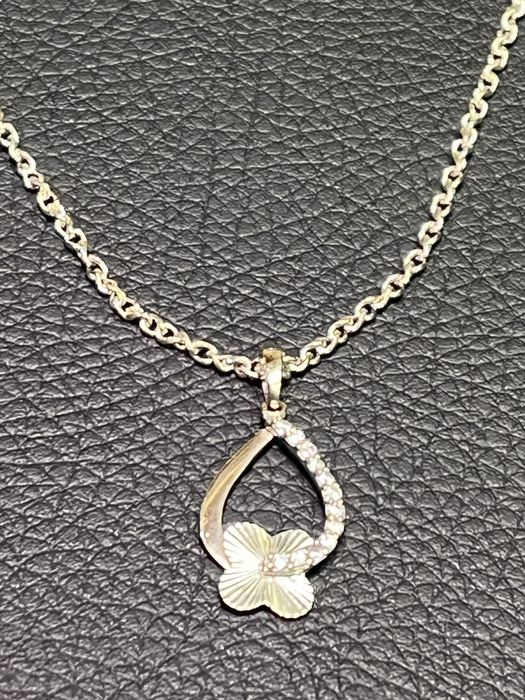 Бяло Злато синджир висулка медальон циркон zlaten 14 K 585 gold