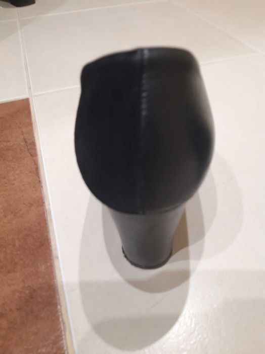 Дамски черни обувки кожа и велур