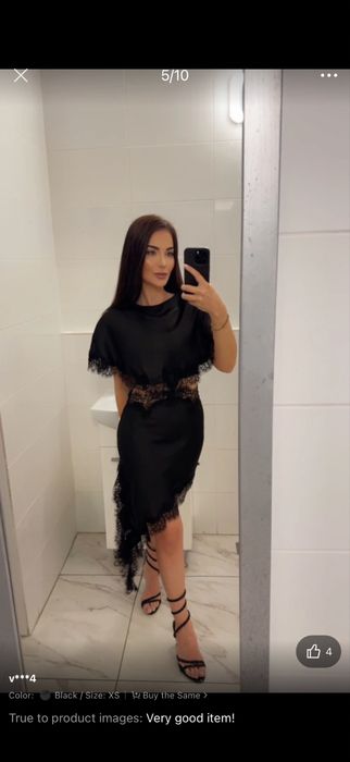 Черна сатенена рокля zara