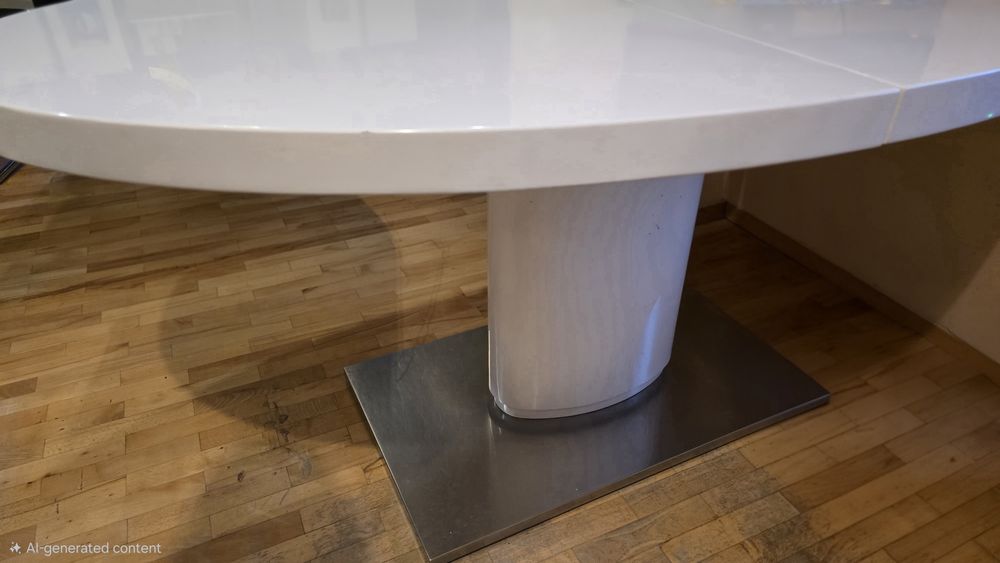 Елипсовидна разтегателна трапезна маса бял лак | Като нова