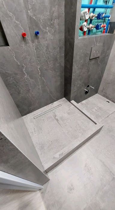 Кафель. Керамогранит широкоформатный.  Укладка плитка