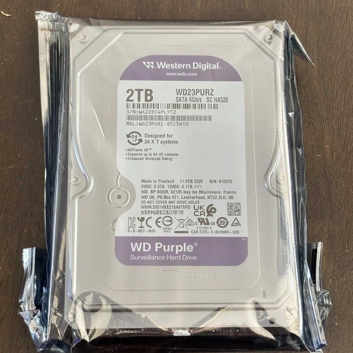 Hard Disk 2TB WD Purple WD23PURZ sata 3 recomandat sisteme supraveghere video DVR NVR nou sigilat