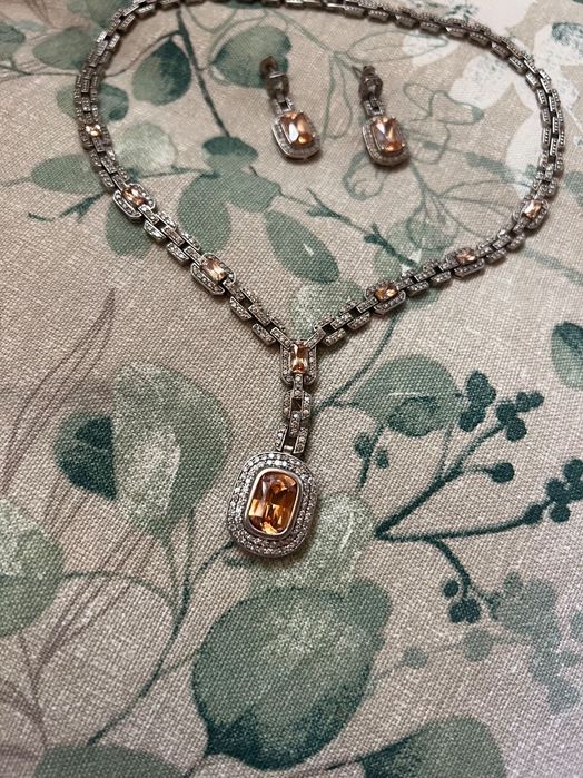 Сребърен комплект колие и обеци 54 грама