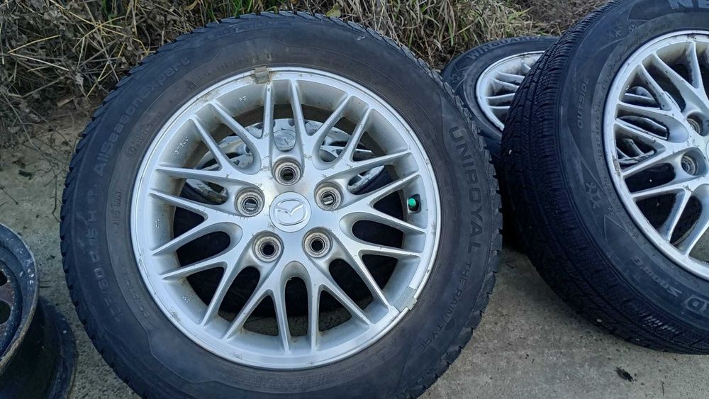 Vând pachet roți Mazda: 4x jante aliaj R15 + anvelope 195/60 R15+bonus