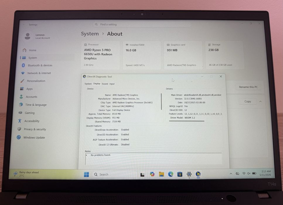 Lenovo Thinkpad T14s Gen3 Ryzen 5 PRO 16GB ram 256 / 512GB ! SiM LTE