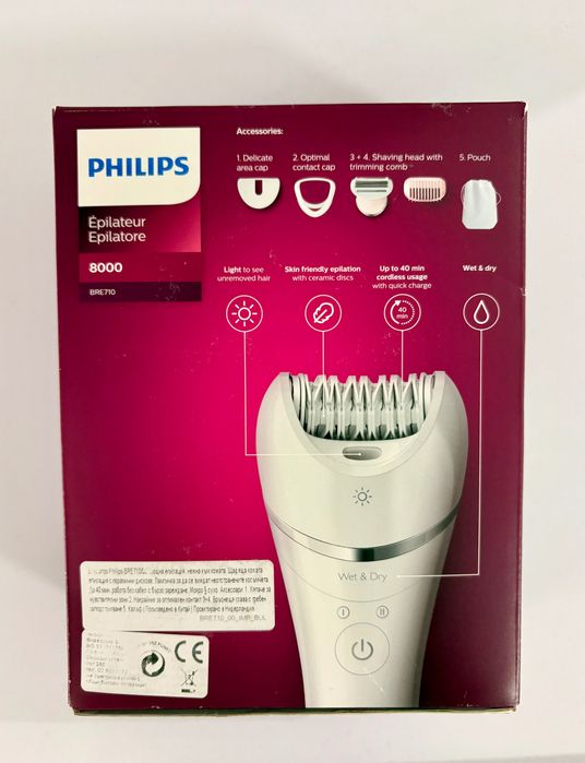 Епилатор Philips Series 8000 BRE715/00 миеща се глава