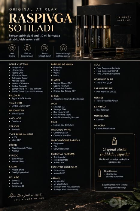 Parfum raspiv 10ml hajmdan yuqori
