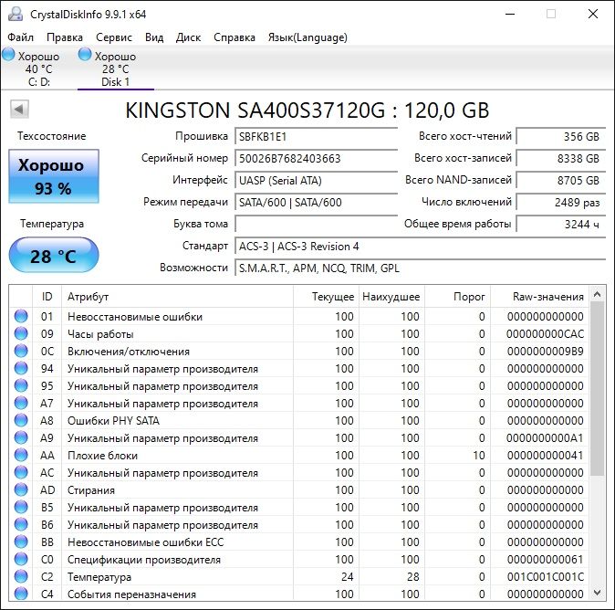 SSD 120-128GB SATA - Kingston, Samsung, Hikvision и др. (7 шт)
