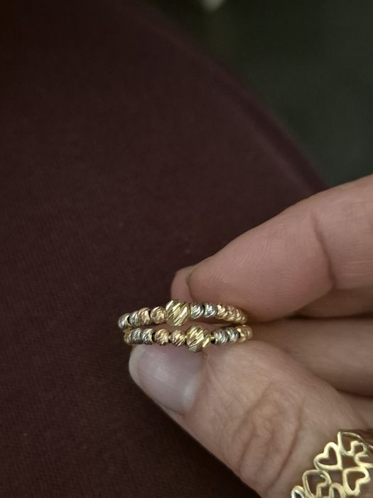 Inel aur 14k, galben, roz si alb, 1.93gr, marimea 10