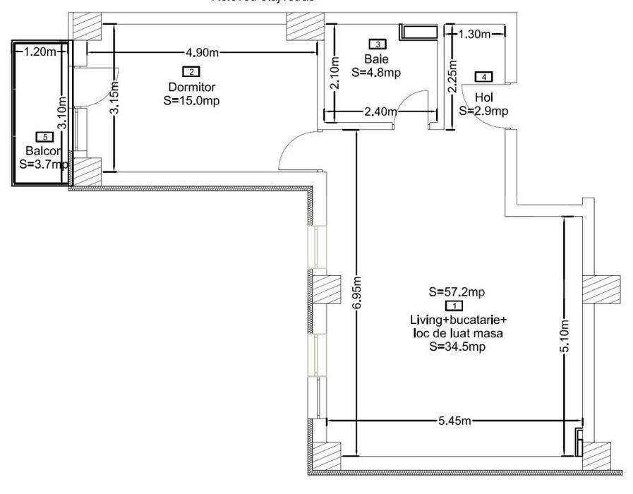 Apartament 2 camere, 57mp, bloc nou, zona Corneliu Coposu — fotografia 3