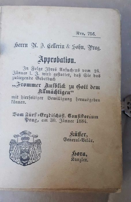 Carte de rugaciuni catolica, in limba germana, an 1884, de colectie
