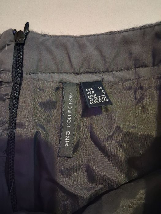 Fustă scurtă Mango (MNG Collection), lână, gri închis, talie medie, mă