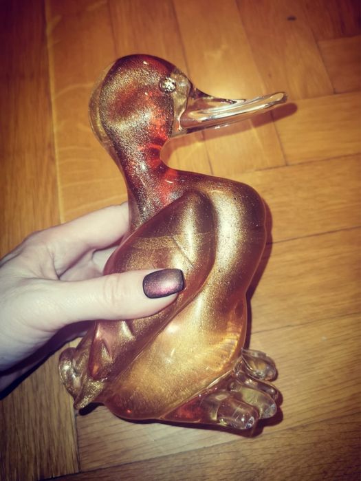 Стъклено пате Мурано АРХИМЕД СЕГУСО златни петна спец. рядка находка