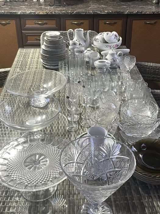 Винтажный сервиз + хрусталь — полный набор