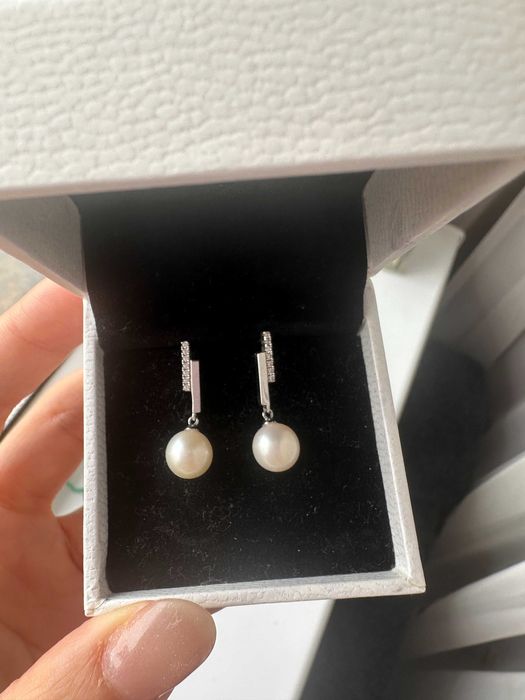 Cercei cu perle naturale 7–7,5 mm + argint 925