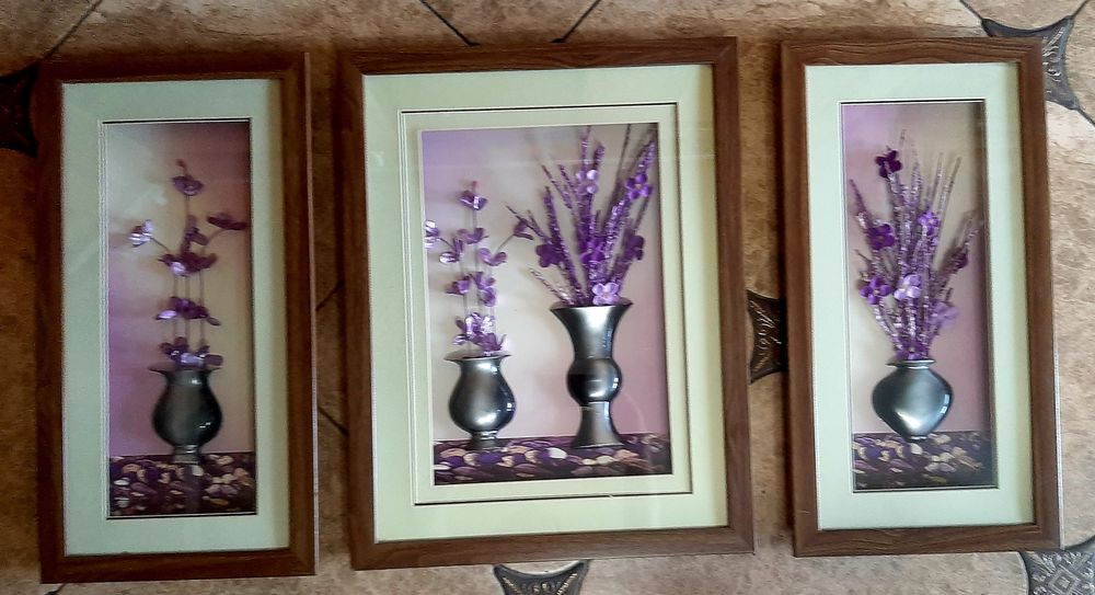 Картины 3 шт (Цветы под стеклом)