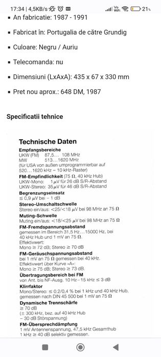 Tunere Grundig Finearts T903 si Samsung rs750T