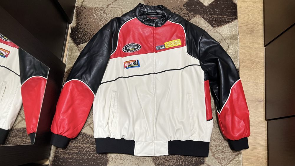 Geaca piele bomber de motocicleta/racing unisex nouă/Jachetă nouă