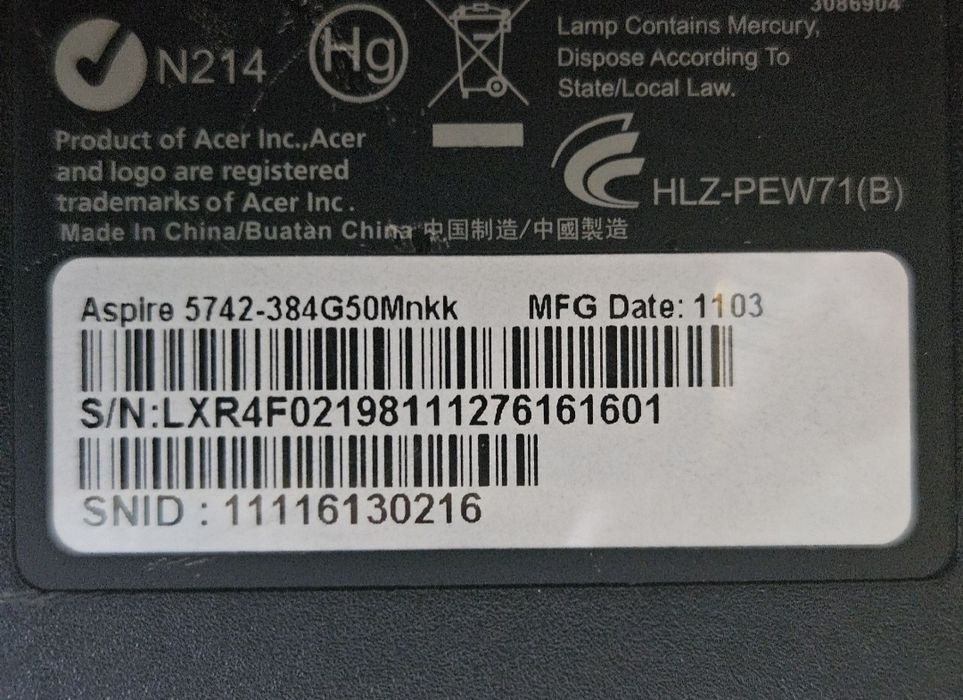 Display defect/ Acer aspire 5742-384g50mnkk