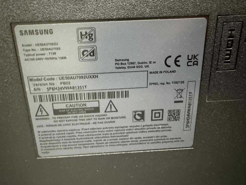 Hope Amanet P5-Televizor Samsung LED 50AU7092,125 cm,Smart,4K Ultra HD