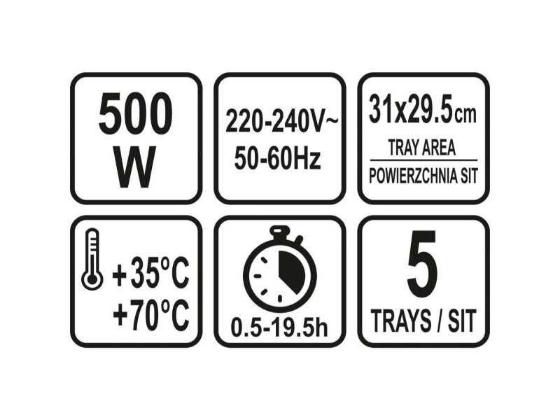 Уред за сушене на храна (дехидратор) LUND, таймер, 5 нива, 500 W