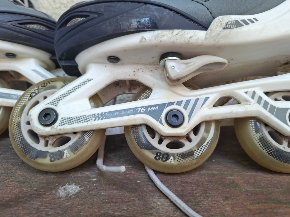 Role Oxelo FIT3 Alb - Gri pentru copii, reglabile 35 - 38