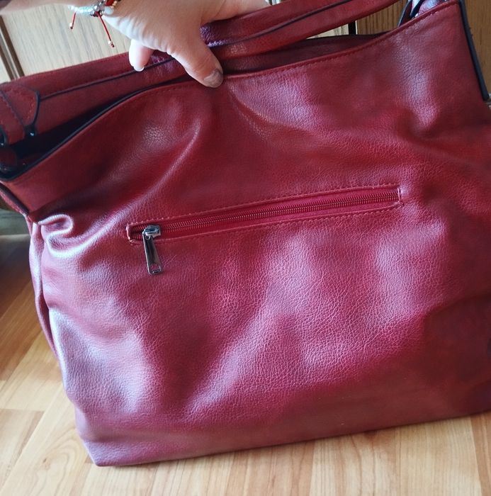 Geanta mana Dudlin, roșu burgund+accesoriu curea  umăr