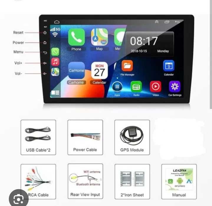 Navigatie 2DIN 1DIN 9" 10" - Carplay si Android Auto Wireless, WIFI, Bluetooth, USB, Display QLED, GPS, Universala