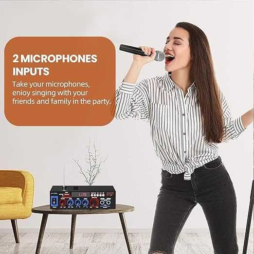 Мини Bluetooth усилвател, стерео с миксер с  карта и вход за микрофон