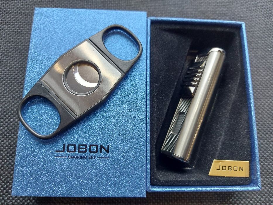 Луксозна запалка за пури JOBON + подарък резачка за пури в подаръчна к