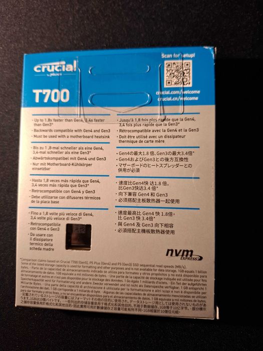 SSD 4TB CRUCIAL T700 4TB PCIEx 5.0 x4 M.2 2280 NOU sigilat garantie 4 ani
