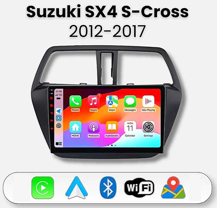 Мултимедия за Suzuki S-Cross, SX4 2, Android, Навигация, Waze, Carplay, Андроид, двоен дин, Suzuki S Cross 2014, 2015, 2016, 2017, година