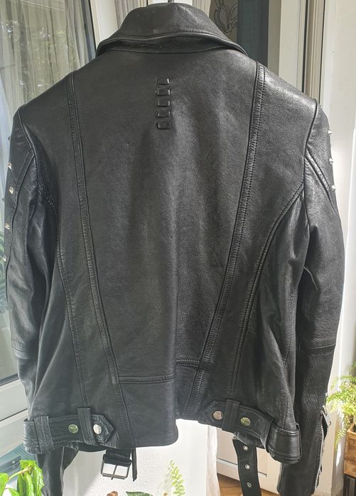 Geaca biker de piele cu tinte NOU cu eticheta 38 slim fit