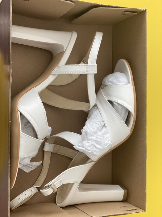 Sandale piele naturala alba