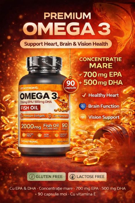 Premium OMEGA 3 90 capsule moi concentrație mare EPA si DHA