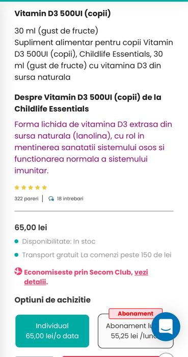 Vitamina D3 copii
