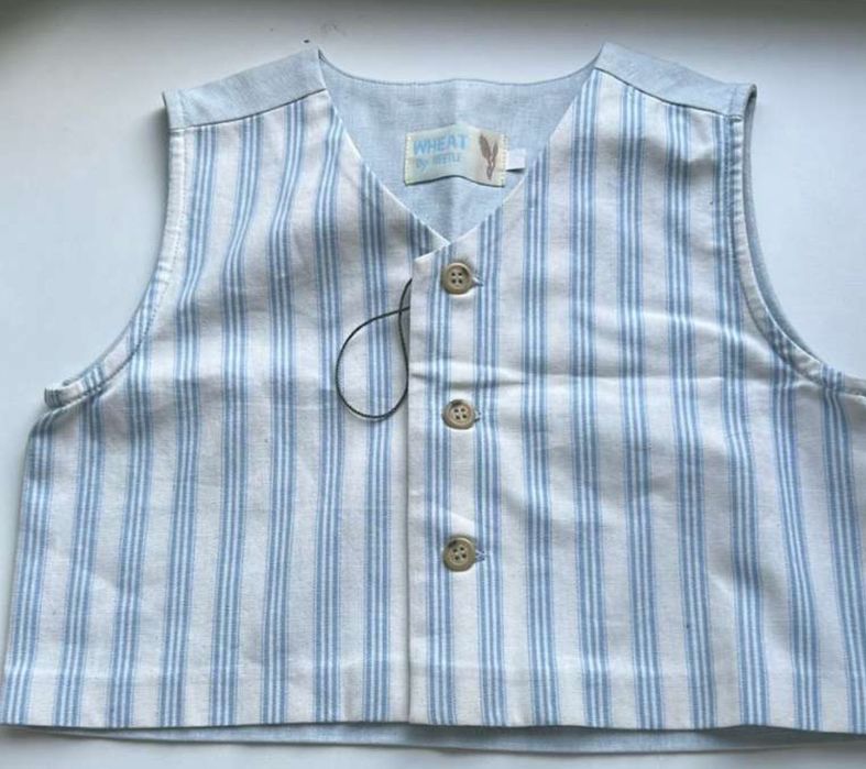 Set copii Wheat cămașă, vesta & pantaloni – NOU, scandinav minimalist