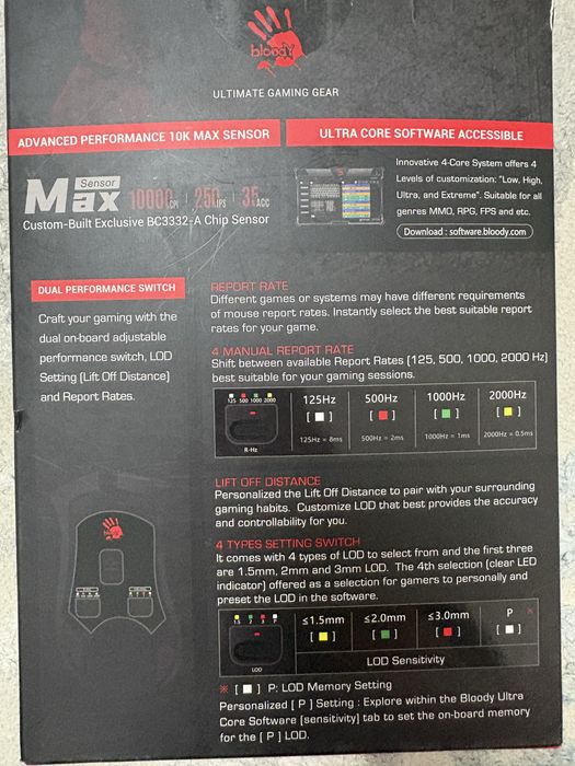 Мышь A4Tech Bloody W90 Max белый