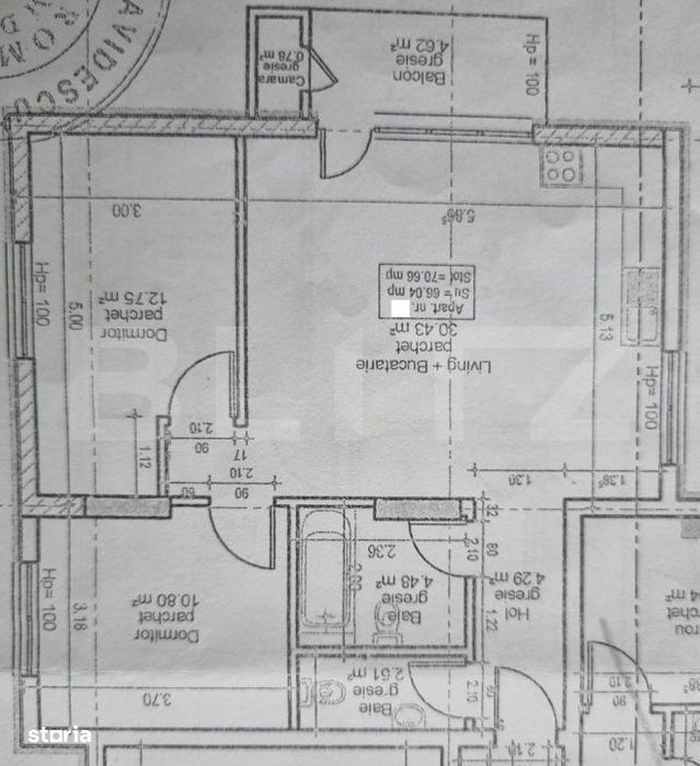 Apartament 3 camere, 2 bai, 66mp, zona BMW