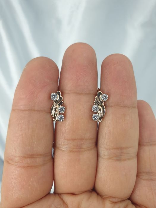 Ссср1989год Львовский ювелирный заводские серьги с фианитом