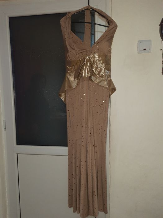 Rochie de ocazie lungă aurie stil elegant /nunta/Botez marimea 42