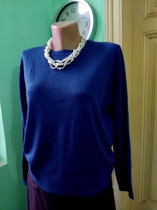 Pulover matase si lana , albastru cerneala