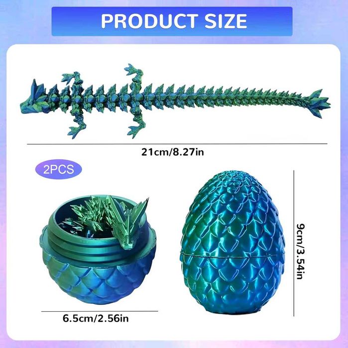 Set de Dragoni 2 Piese cu Părți Mobile Figurine Ou