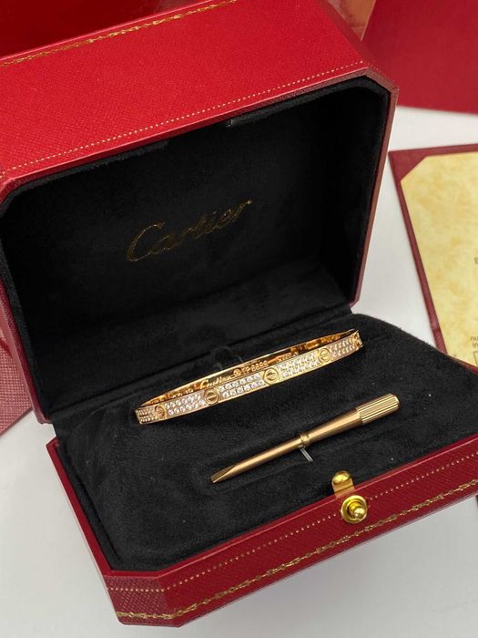 Brățară Cartier LOVE 19 Rose Gold 585 model slim full diamond