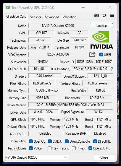 Видео карта PNY NVIDIA Quadro K2200 4GB 128-bit DDR5