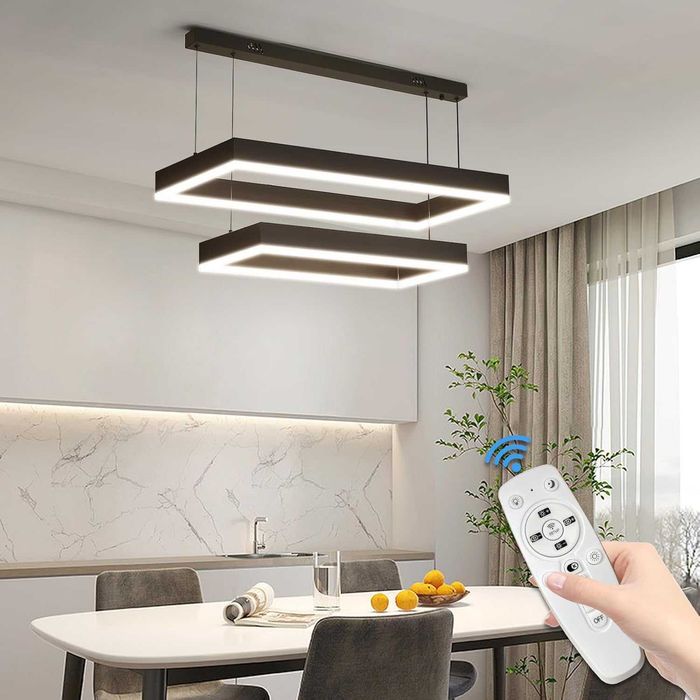 Модерен LED полилей Fordeson, димируем с дистанционно, 2 слоя