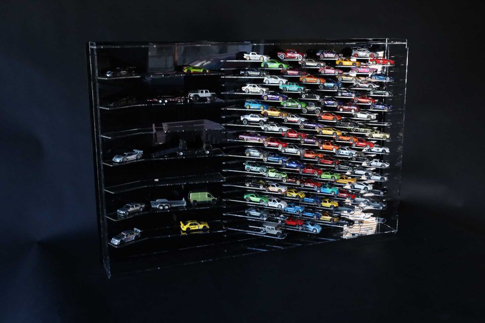 Vitrina acrilica-100 locuri+Team transport-1:64-Hotwheels,Mini GT;