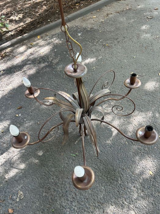 Прочная лампа люстра бронзовая