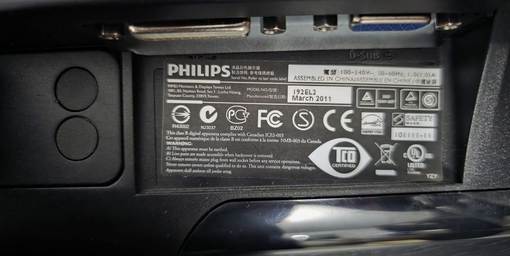 Monitor PC Philips, Model 192EL2SB